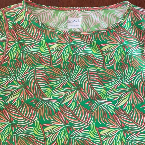 Cabana Life Orange/Green Tropical Shift Dress UPF 50 Sun Protection - Size Small - Picture 5 of 5